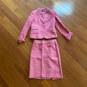 pink skirt and jacket set